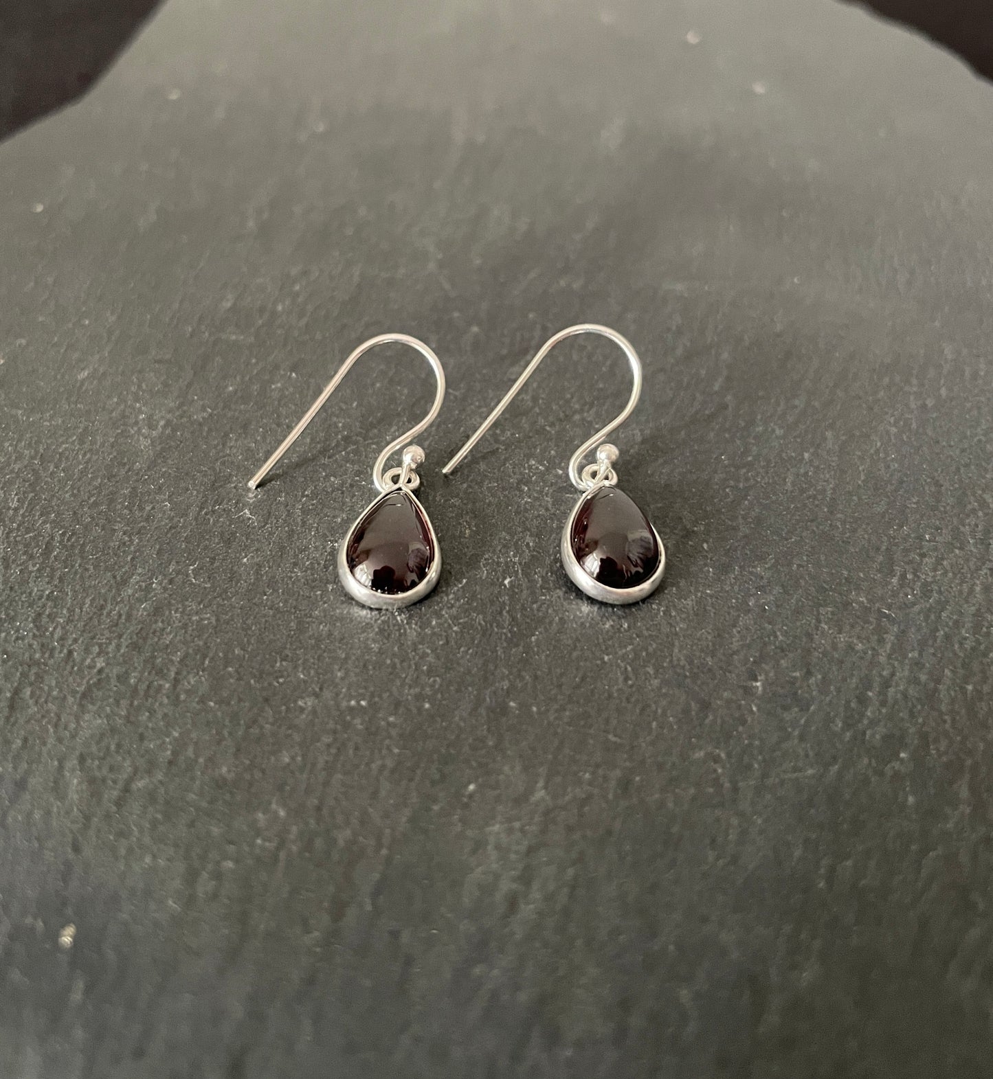 Teardrop Garnet Drop Earrings image 1
