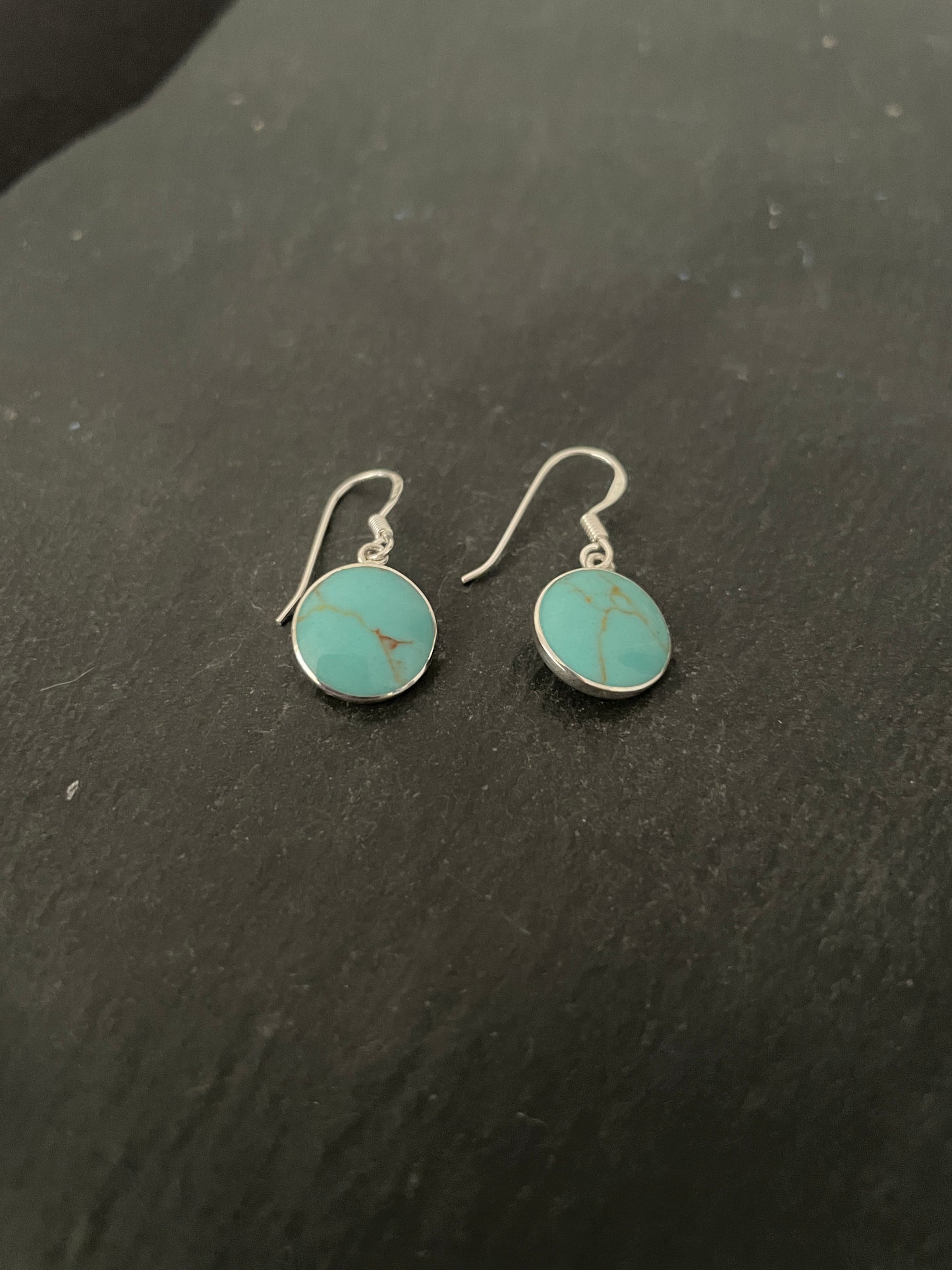 Turquoise and Silver Round Earrings image 1