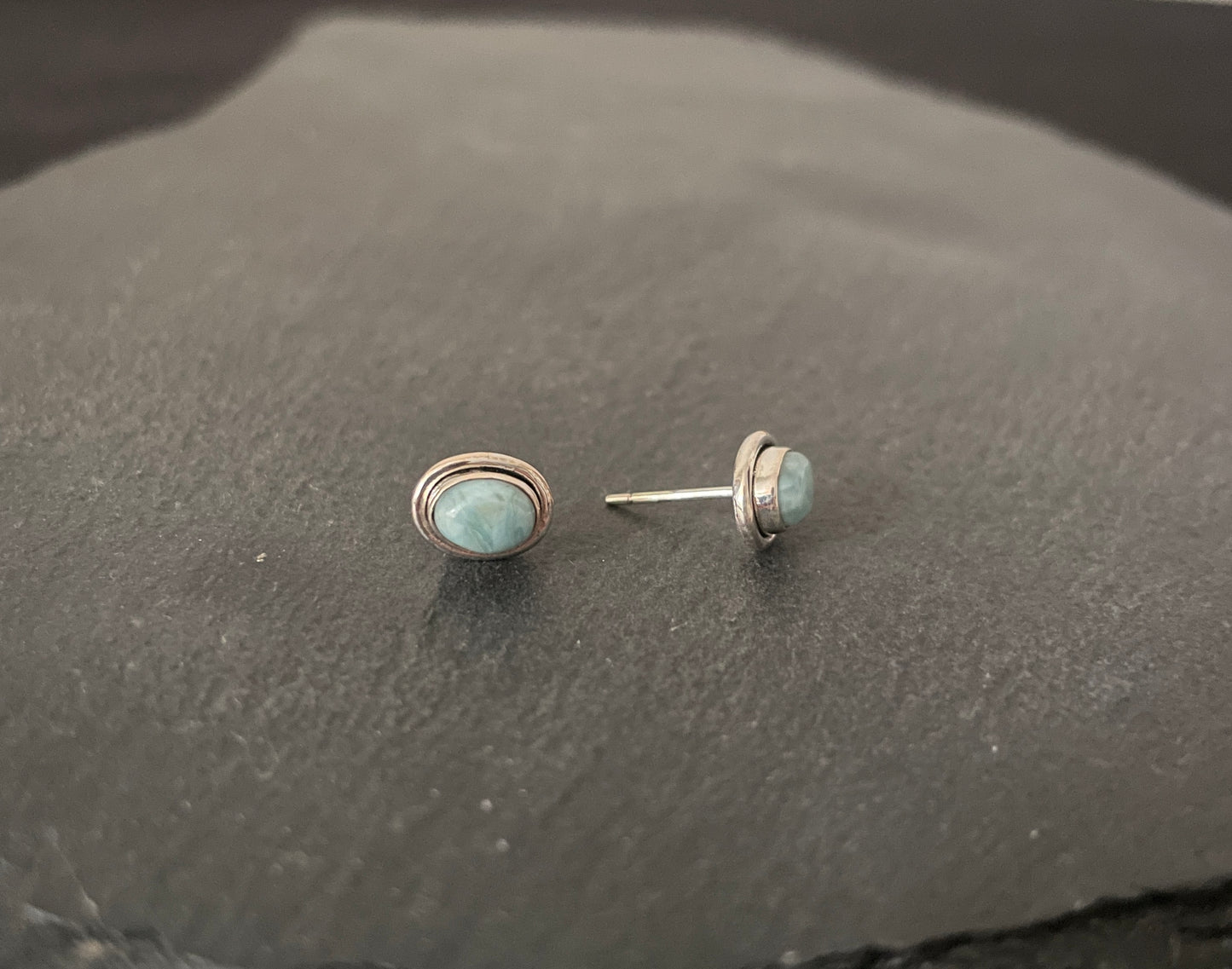 Oval Larimar Stud Earring image 1