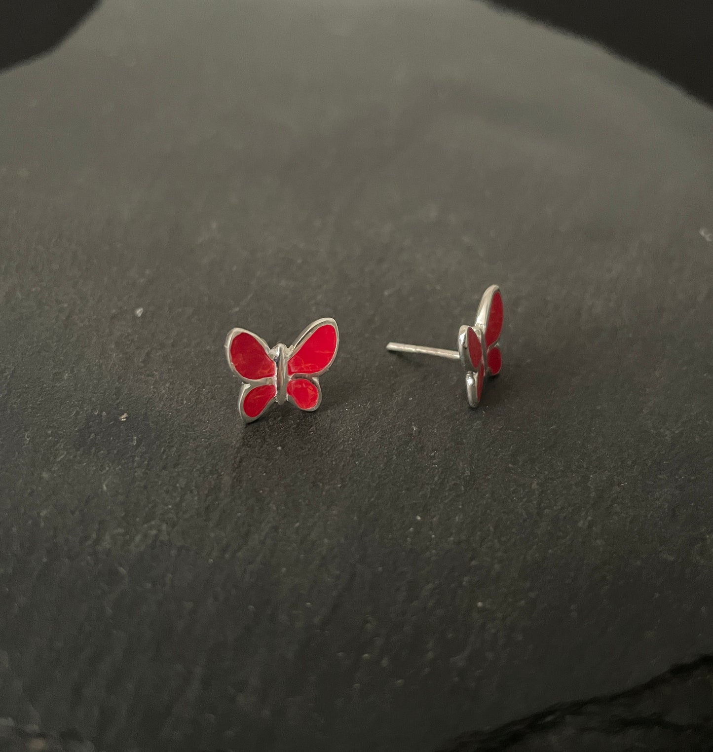 Coral Butterfly Stud Earrings image 1