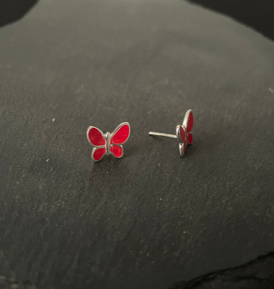 Coral Butterfly Stud Earrings image 1
