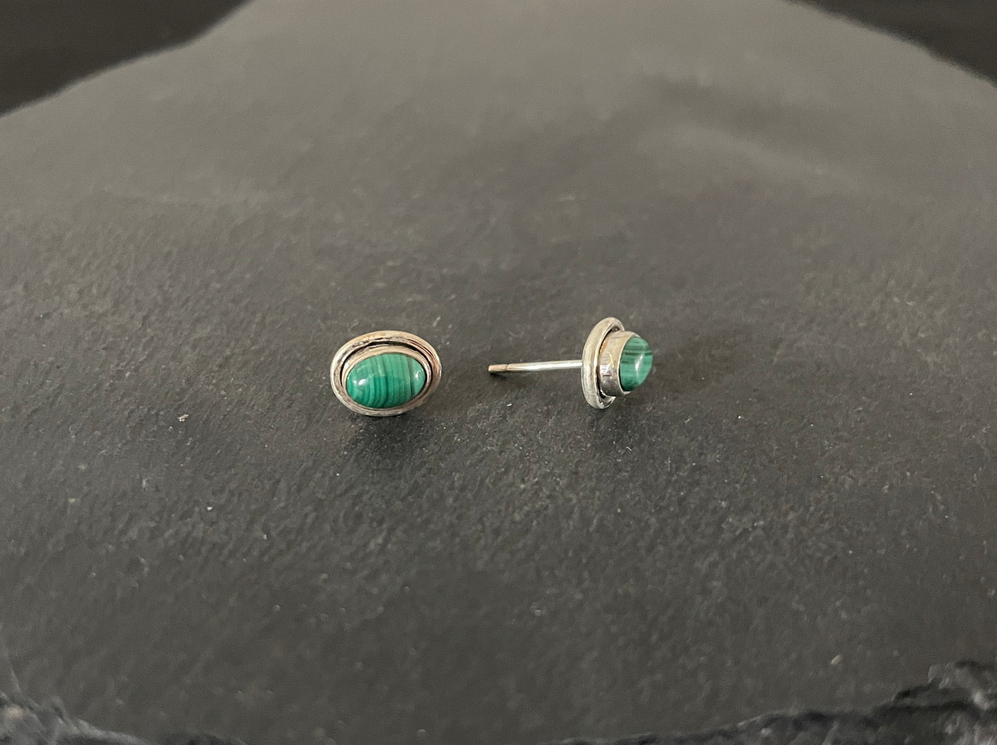 Oval Malachite Stud Earrings image 1