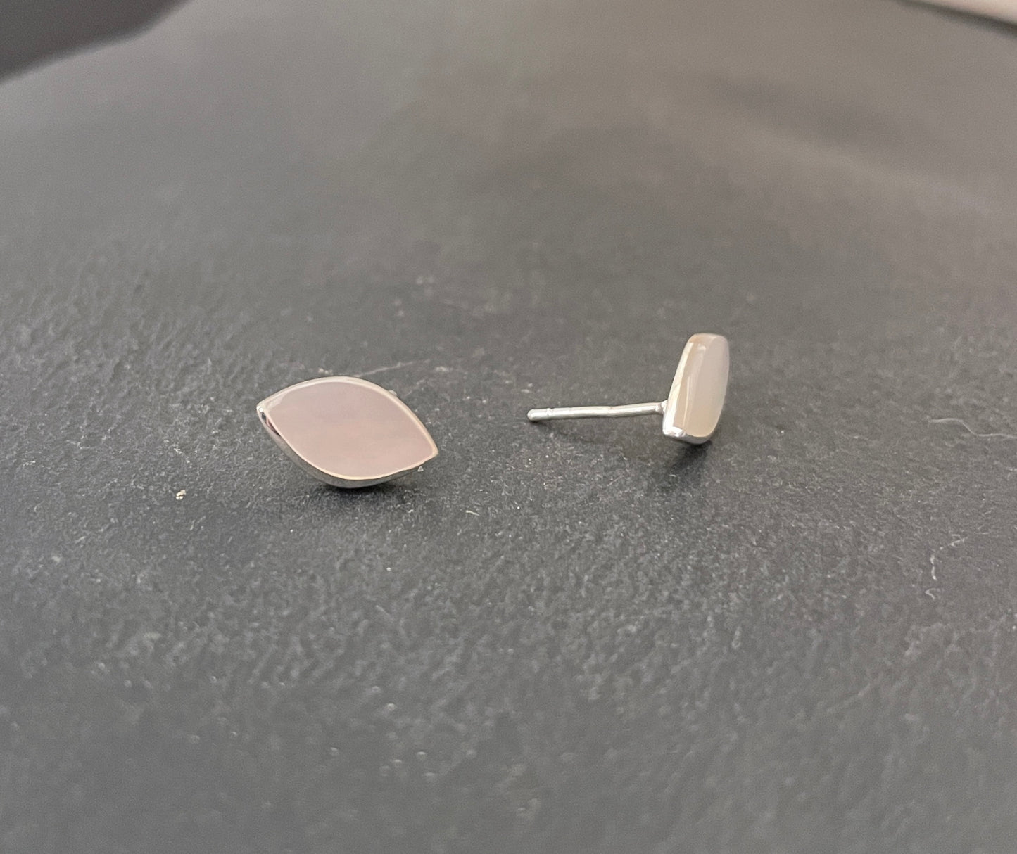 Mother of Pearl and Silver Stud Earrings image 1