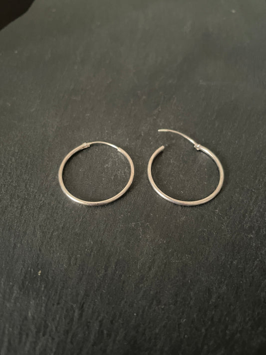 Round Silver Hoops image 1