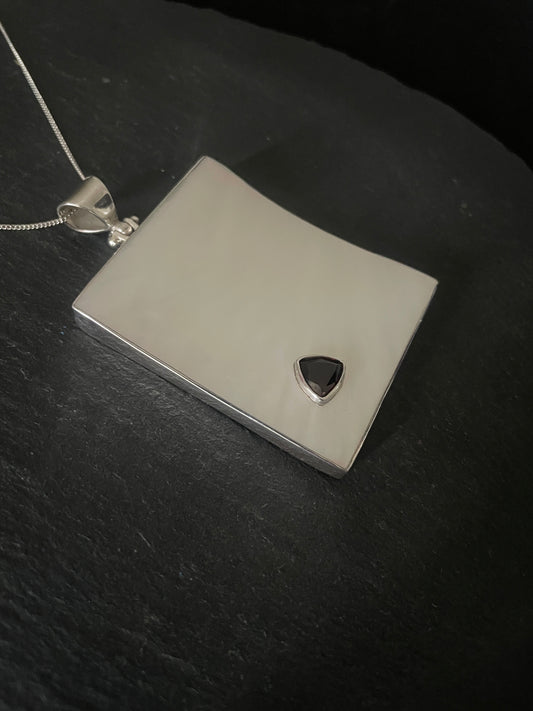 Garnet and Mother of Pearl Rectangle Pendant image 1