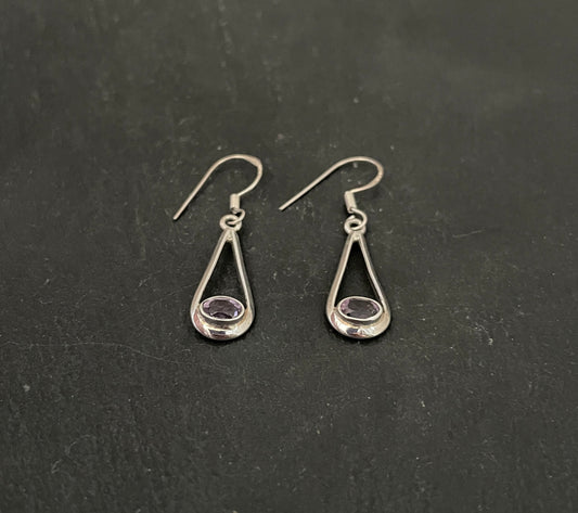 Oval Amethyst Earrings image 1