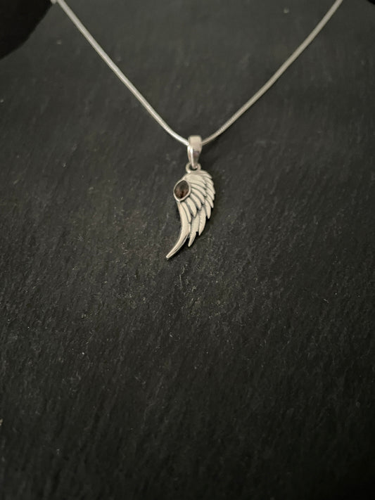 Smokey Quartz Angel Wing Pendant image 1