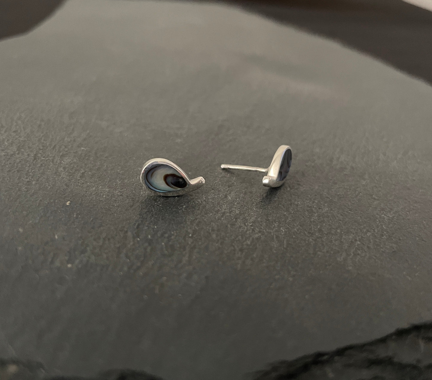 Paua Shell and Silver Teardrop Studs image 1
