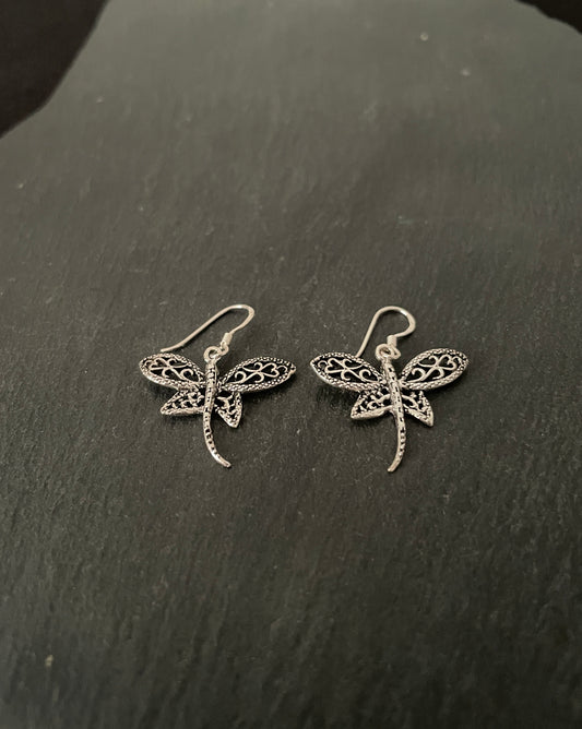 Silver Dragonfly Earrings image 1