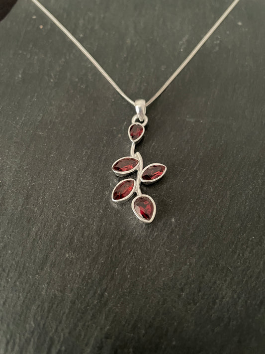 Large Garnet and Silver Pendant image 1