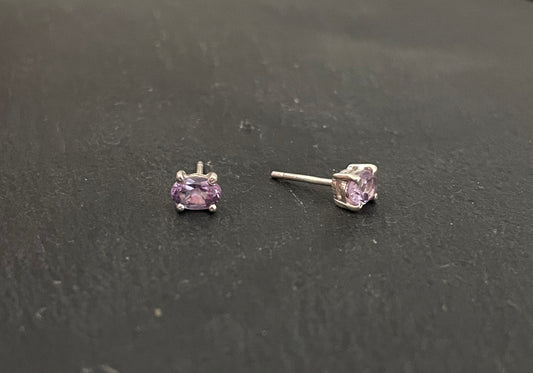 Amethyst Oval Stud Earrings image 1