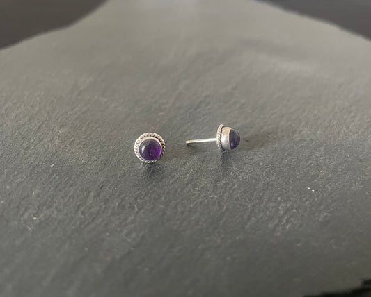 Amethyst Round Stud Earrings image 1
