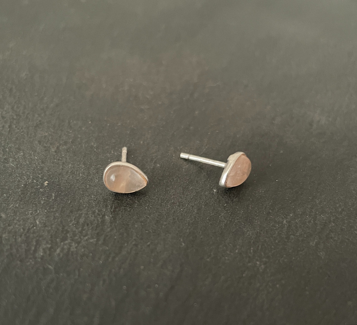 Rose Quartz Teardrop Studs image 1
