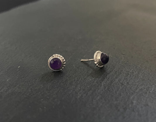 Amethyst Round Stud Earrings image 1