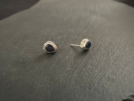 Sapphire and Silver Teardrop Studs image 1