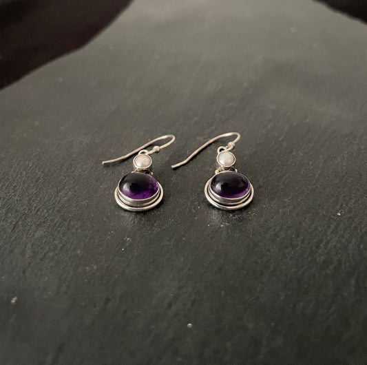 Amethyst and Pearl Earrings image 1