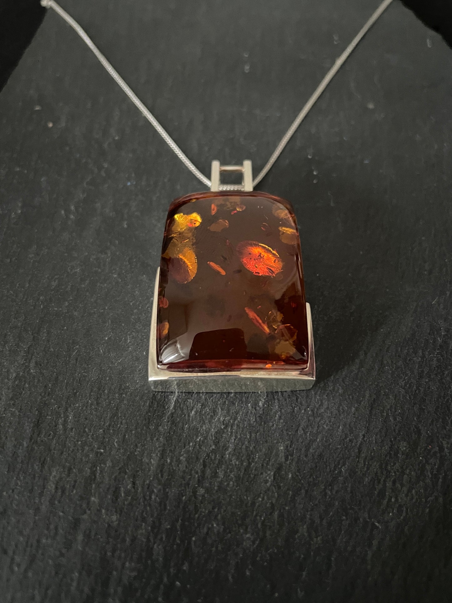 Amber Pendant with Handmade Silver Pendant image 2