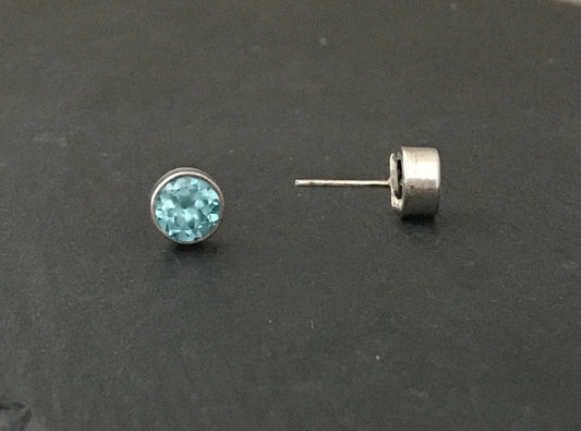 Large Blue Topaz Studs image 1