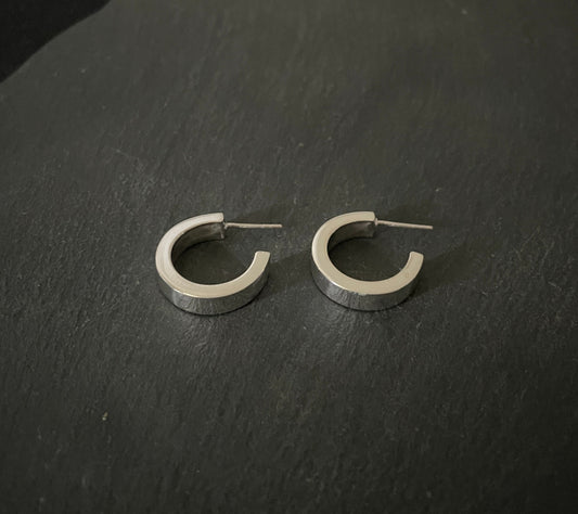 Round Silver Hoop Earrings image 1