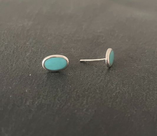 Turquoise Oval Stud Earrings image 1