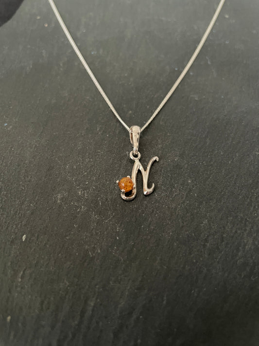 Letter N Amber Pendant image 1