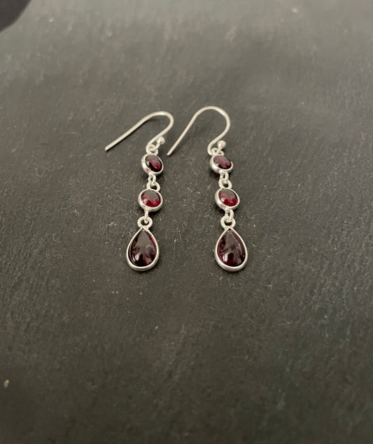 Garnet and Silver Earrings image 1