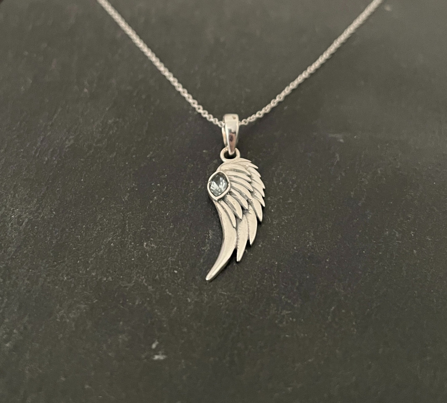 Blue Topaz Angel Wing Pendant image 1