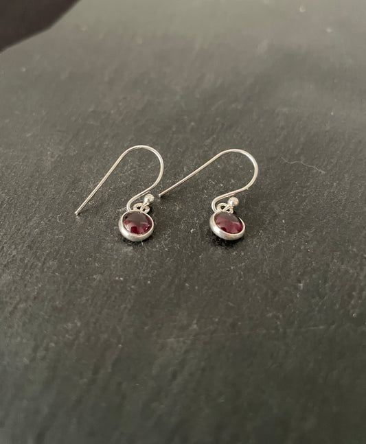 Round Garnet Drop Earrings image 1