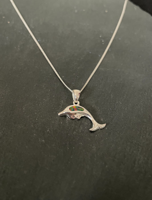 Synthetic Opal Dolphin Pendant image 1