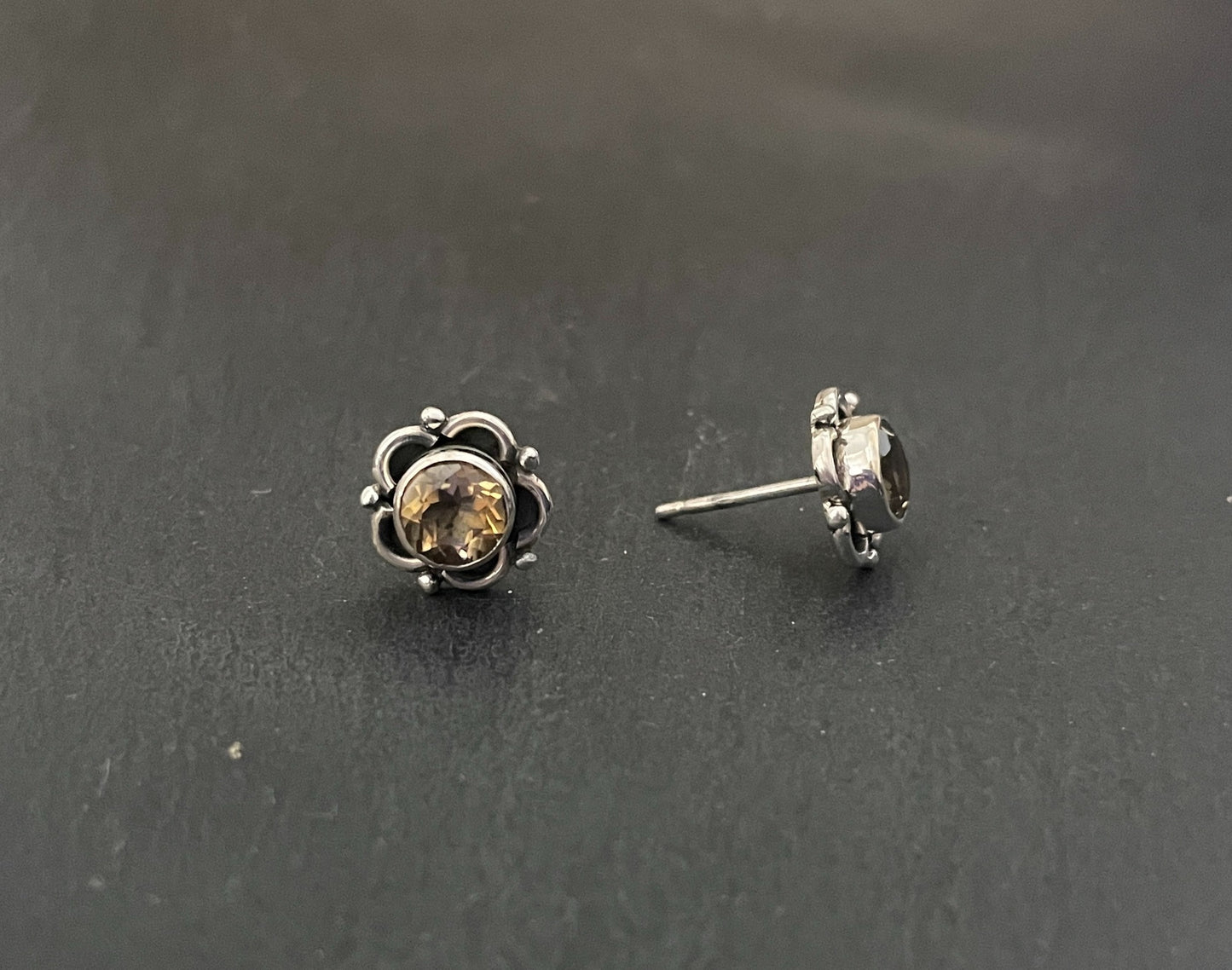 Citrine Round Stud Earrings image 1