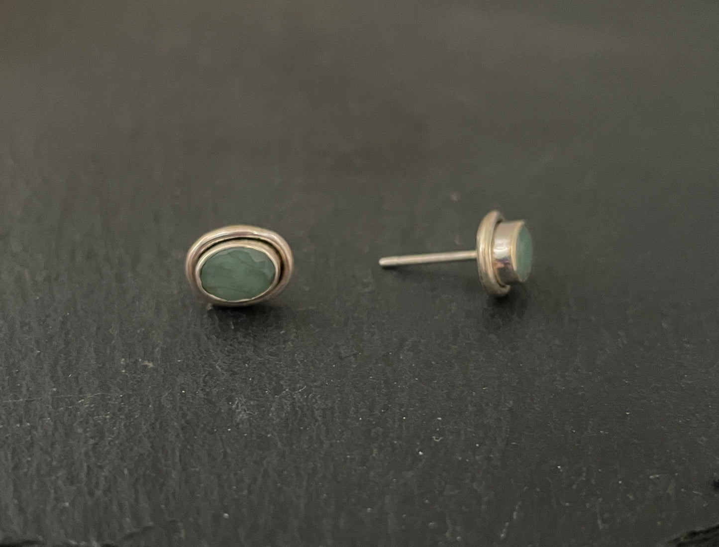 Emerald Oval Stud Earrings image 1