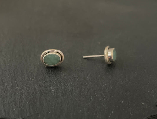 Emerald Oval Stud Earrings image 1