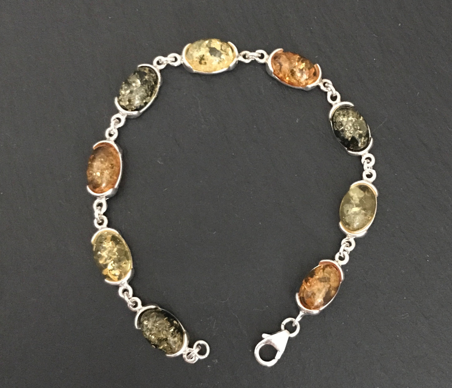 Tri-Colour Amber and Silver Bracelet image 0