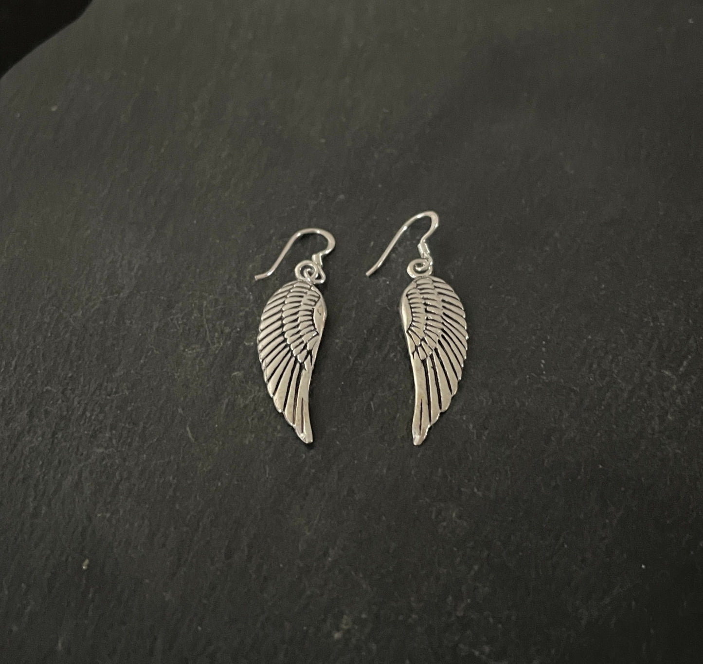 Silver Angel Wing Earrings image 1