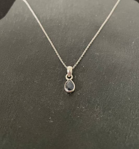 Sapphire and Silver Teardrop Pendant image 1