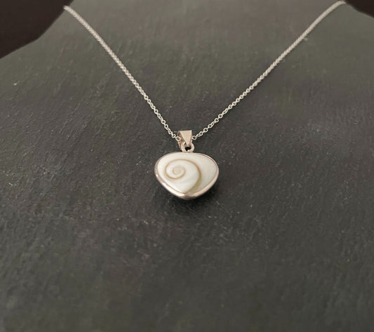 Shiva Shell and Silver Heart Pendant image 1