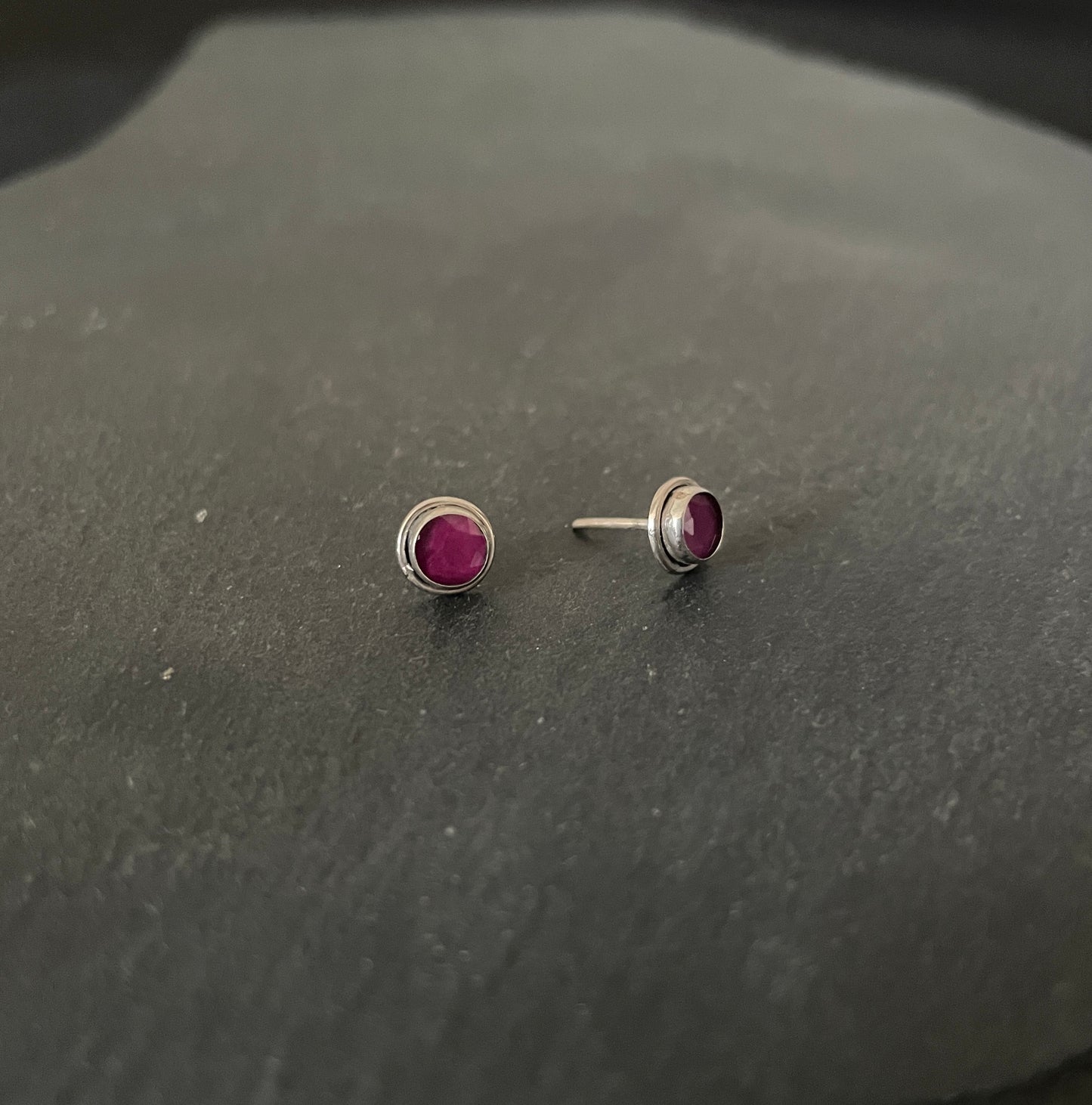 Round Ruby Stud Earrings image 1