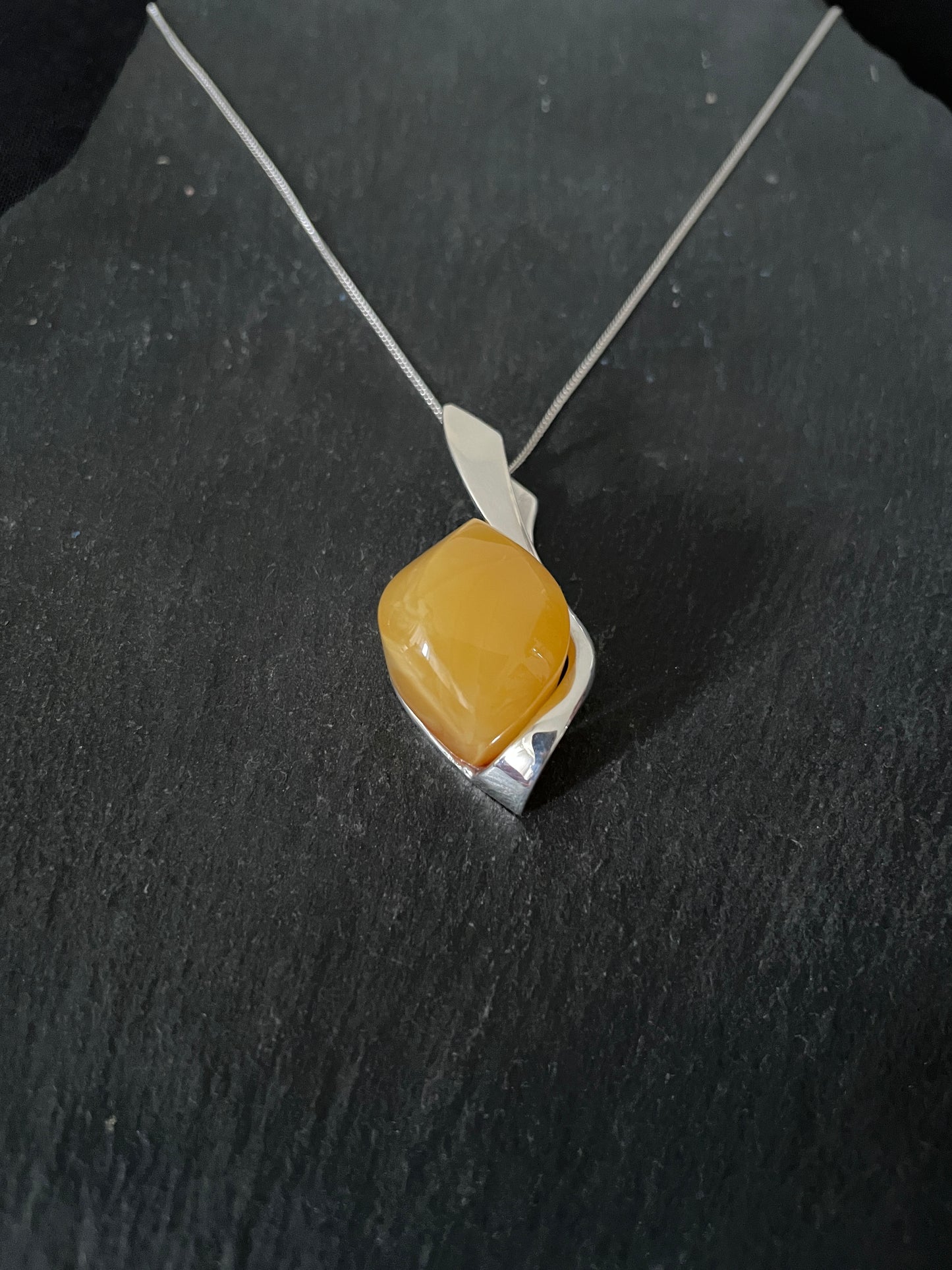 Yellow Amber and Silver Pendant image 2