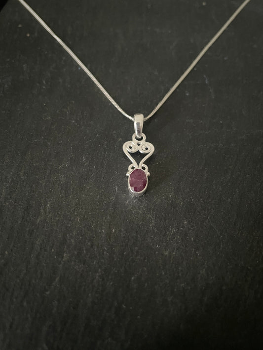 Ruby and Silver Pendant image 1