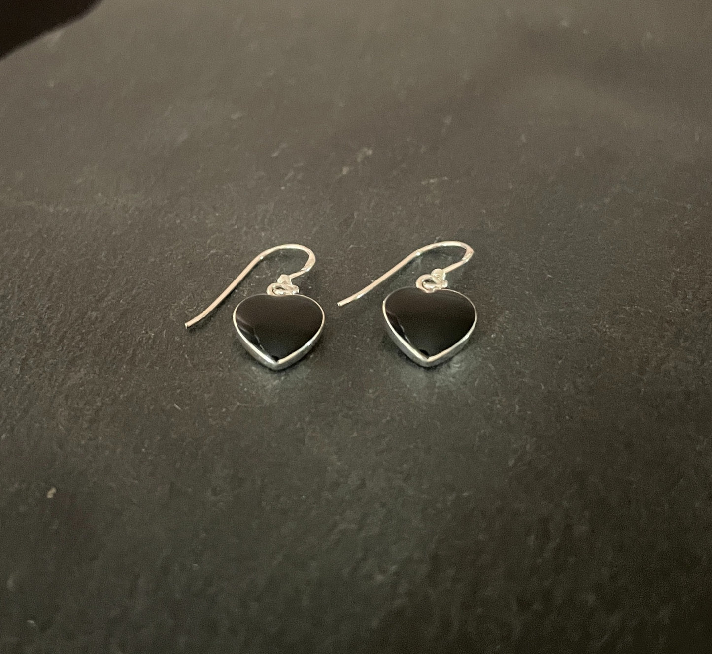 Black Onyx Heart Earrings image 1