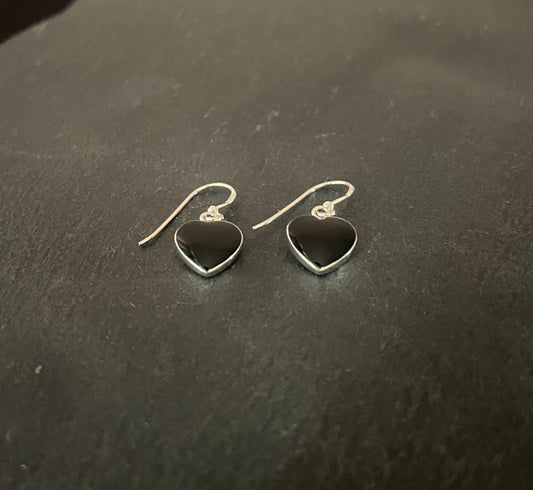 Black Onyx Heart Earrings image 1