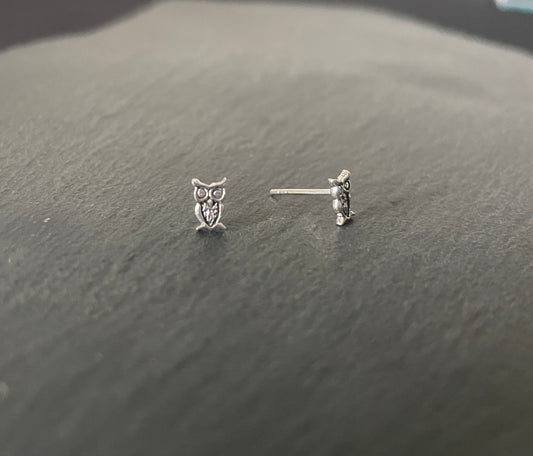 Silver Owl Studs image 1