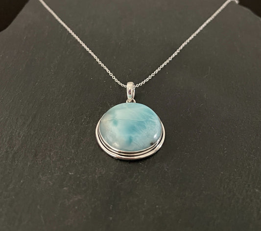 Round Larimar Pendant image 1