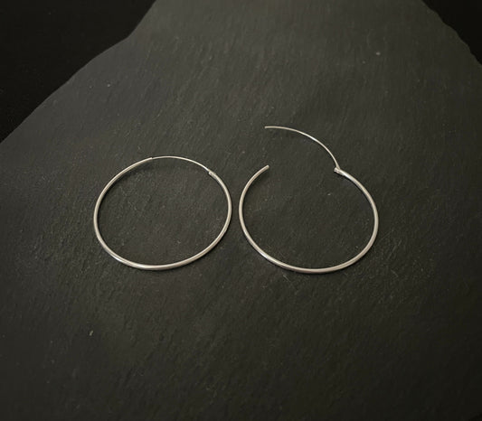 Round Silver Hoops image 1
