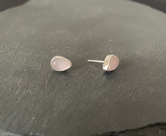 Teardrop Rose Quartz Studs image 1