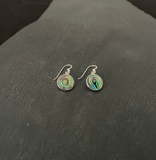 Round Paua Shell Earrings image 1