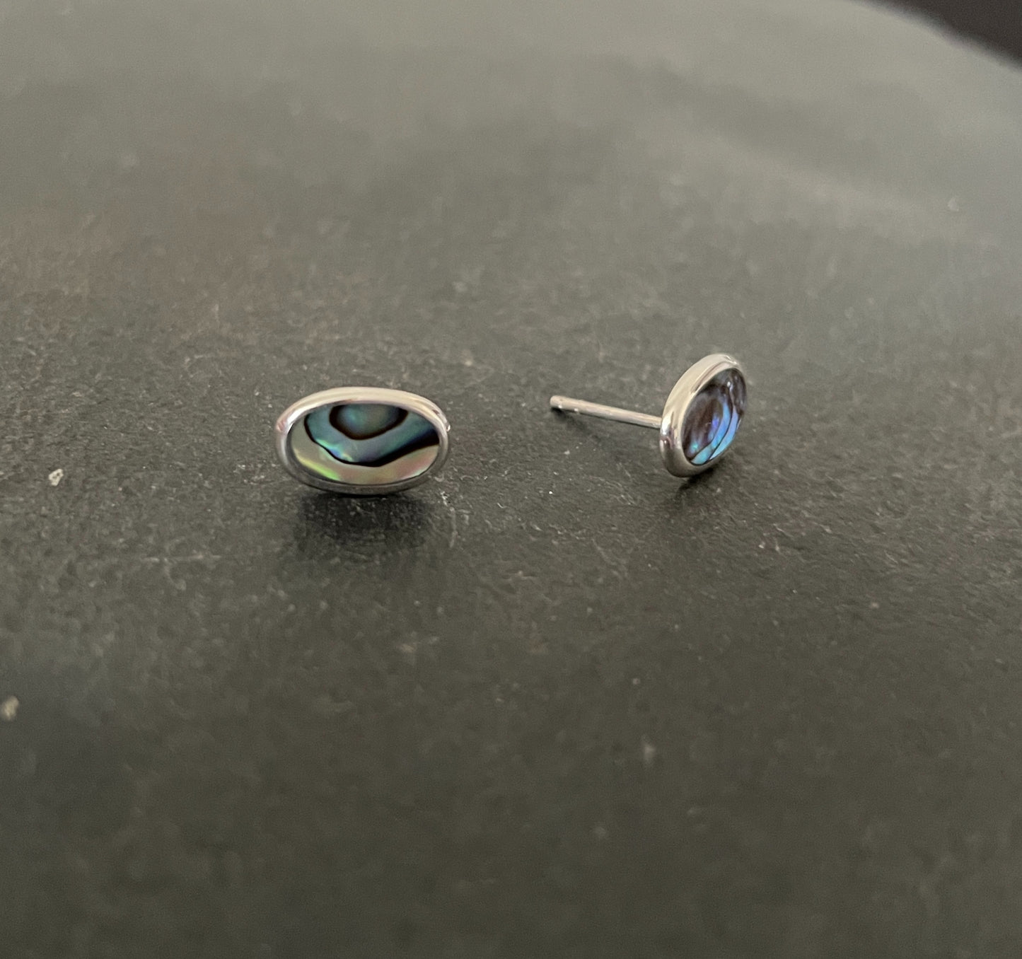 Paua Shell and Silver Oval Studs image 1
