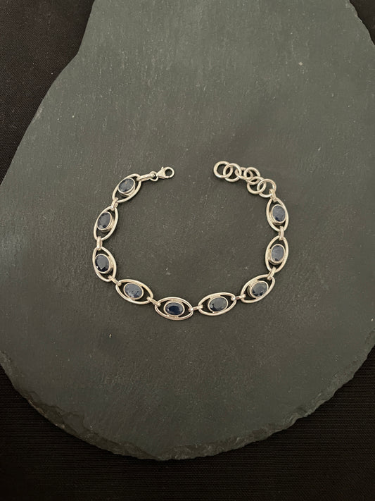 Sapphire and Silver Oval Bracelet image 1
