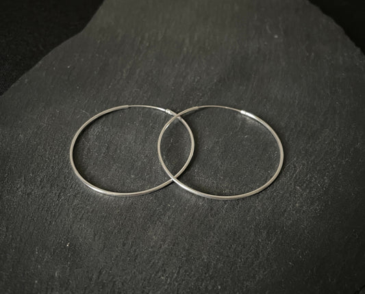 Round Silver Hoops image 1