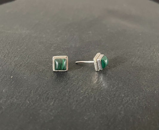 Malachite Square Stud Earrings image 1